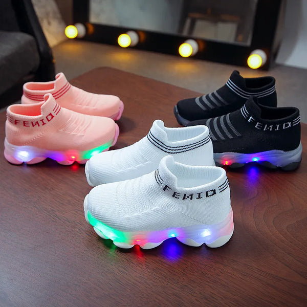 Baby Letter Mesh Led Luminous Shoes