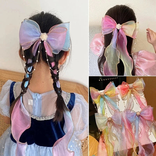Cute Girls Ribbon Hair Clips